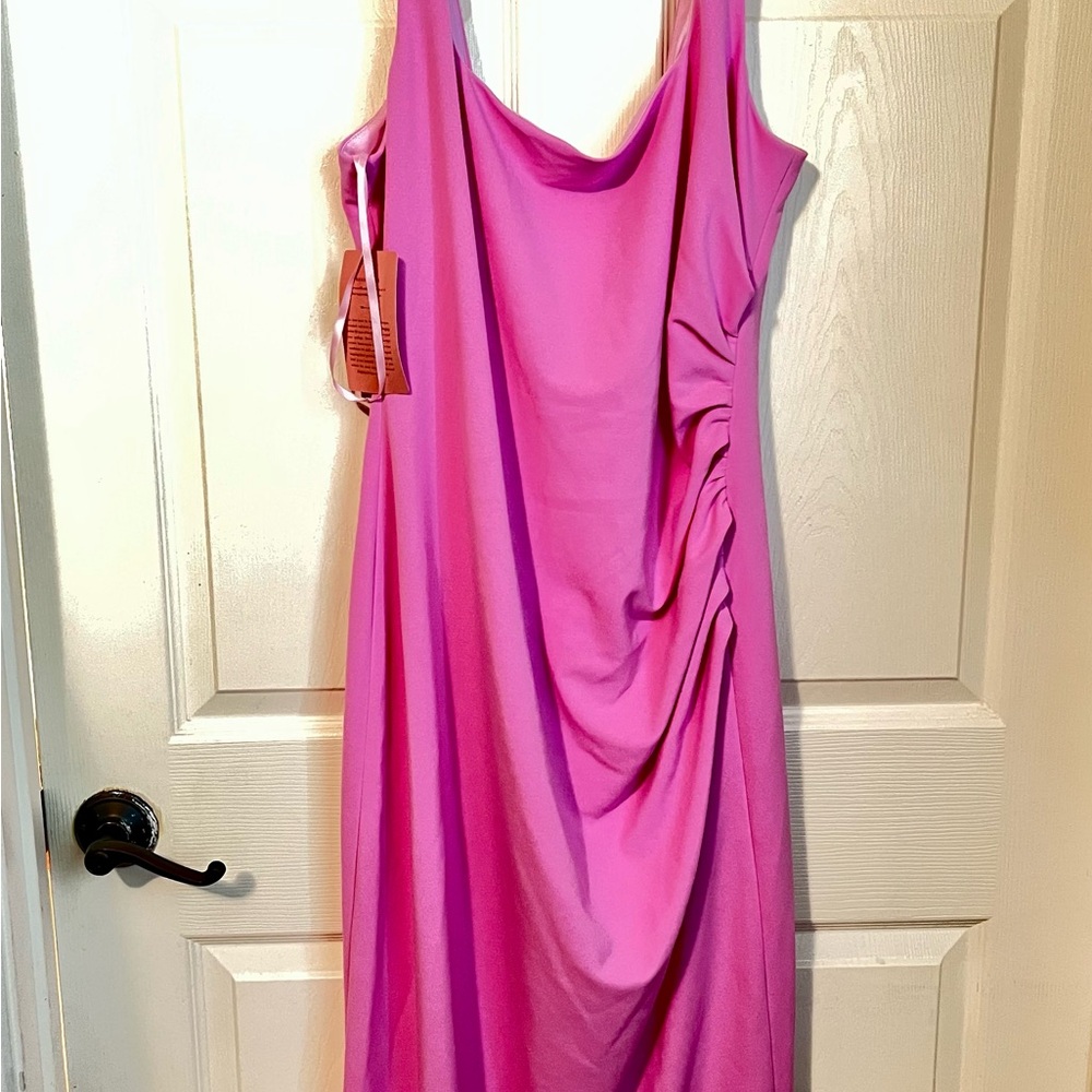 BHLDN Anthologie Elegant Pink Draped Dress with side rouging